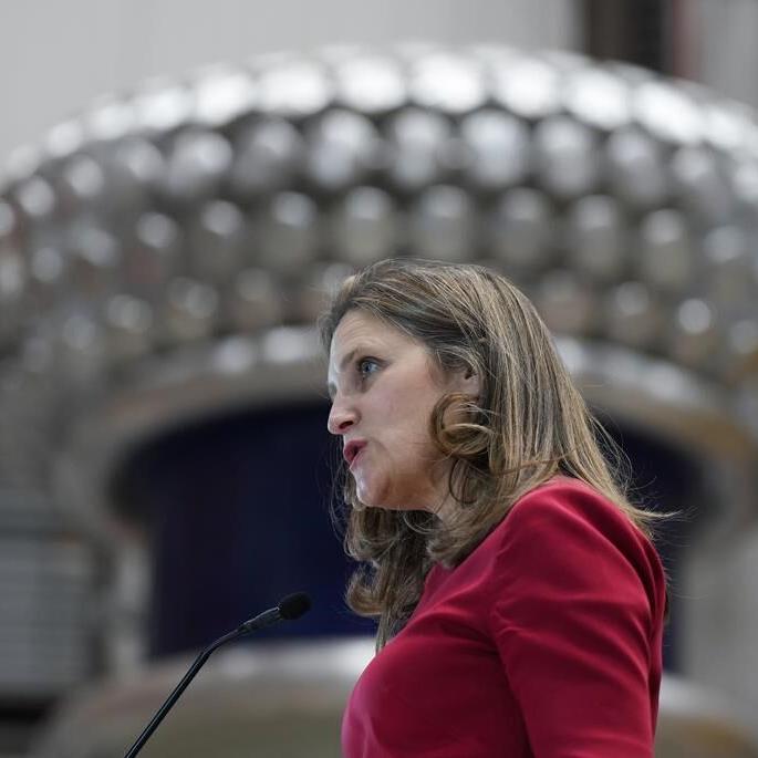 Freeland says drop in foreign-aid spending is not a cut, Ukraine fight is pivotal